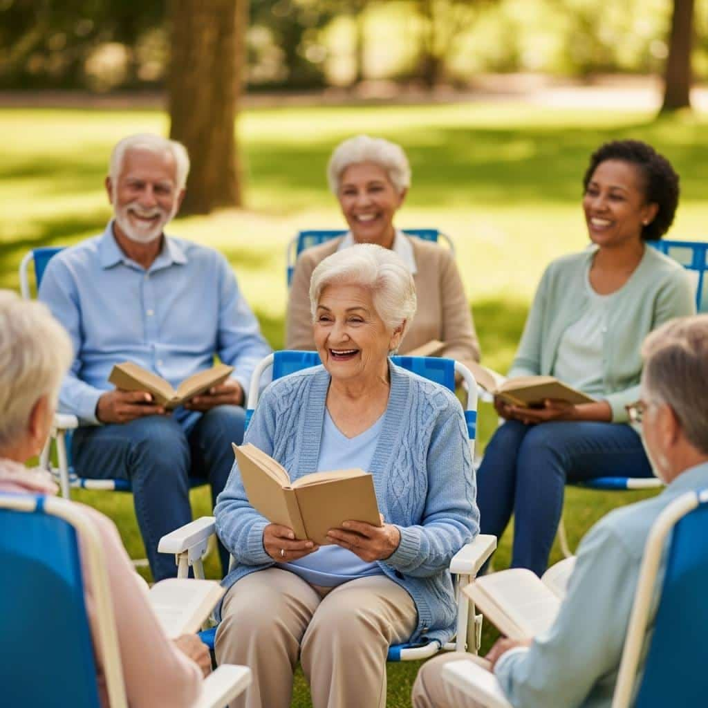 Personas mayores compartiendo una actividad de lectura
